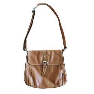 FOSSIL Womens Explorer Messenger Brown‎ Distressed Leather Medium Fold Over Bag